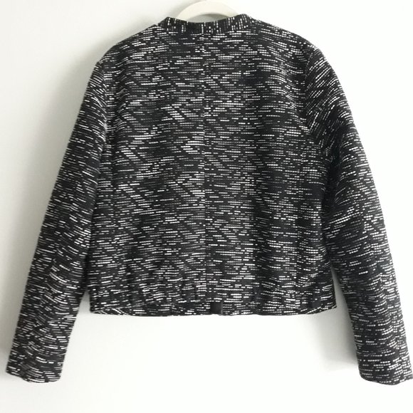 H&M Textured Black Zip Career Blazer Jacket 14 - Picture 2 of 8